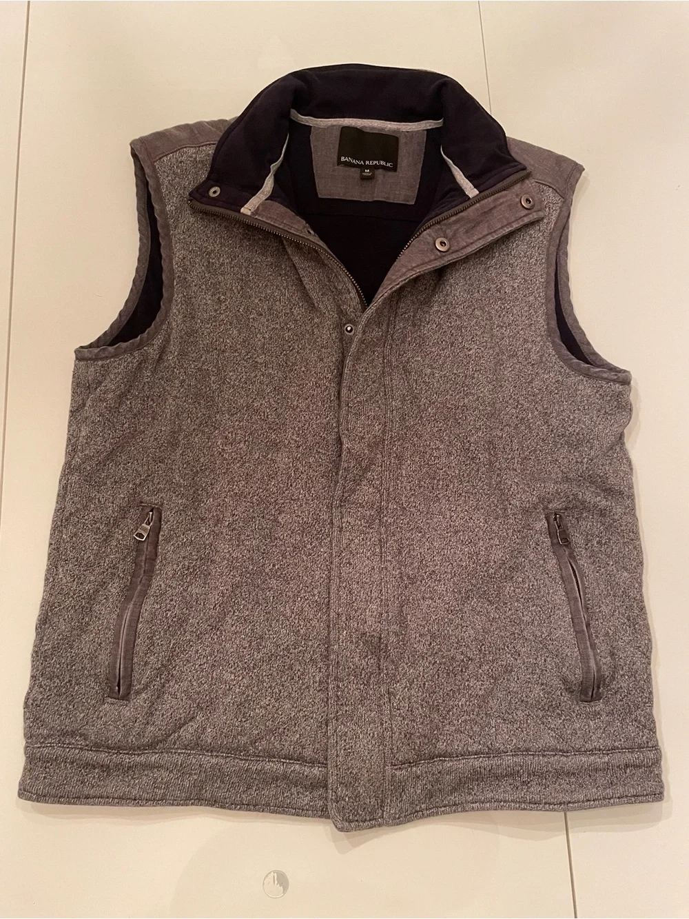 Banana Republic Men's Gray Heather Zip-Front Vest